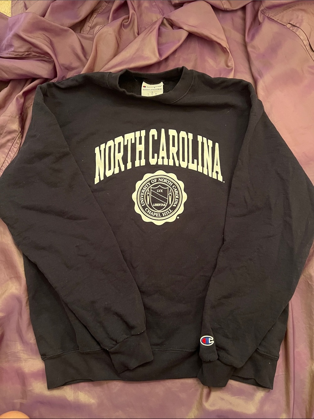 Champion 'North Carolina' Crewneck Sweatshirt with Seal Graphic
